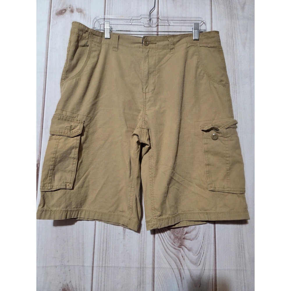 ROK Mens Ripstop Cargo Shorts Tan Khaki Cotton Size 34 Utility Outdoor Casual‎